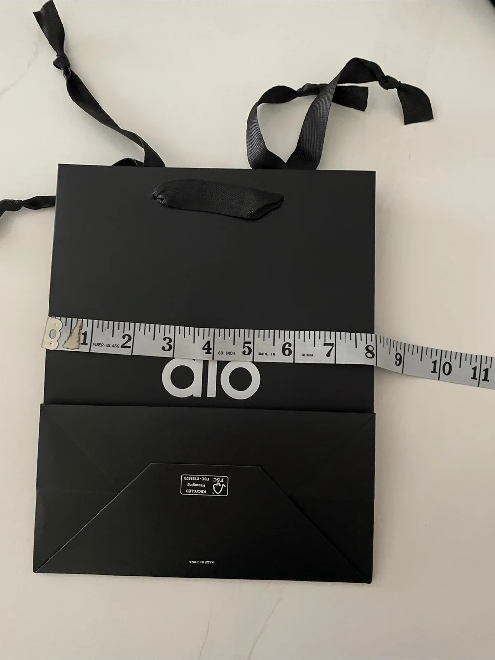 ALO Black paper Bag with Ribbon Handles